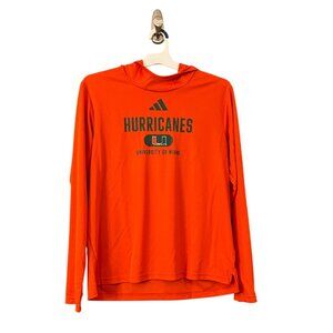 NWT Men's L Adidas Miami Hurricanes Orange Long-Sleeve Hoodie Lightweight